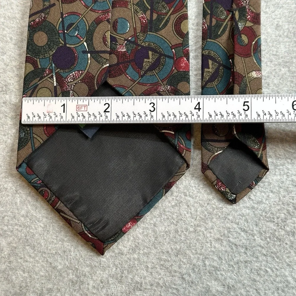 Vintage Valentino Giovanni 100% Silk Bronze Multicolor Abstract Necktie Italy
